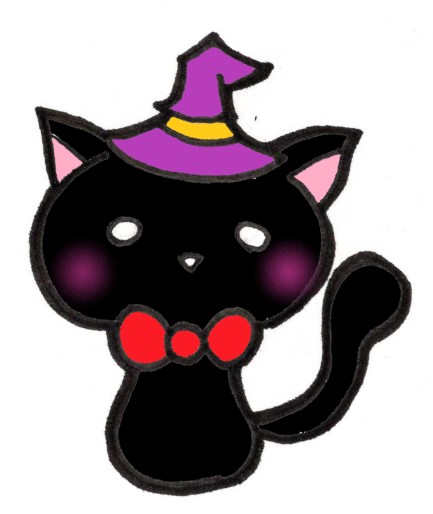 登録不要の無料イラスト ハロウィン かぼちゃ 魔女 黒猫 コウモリ